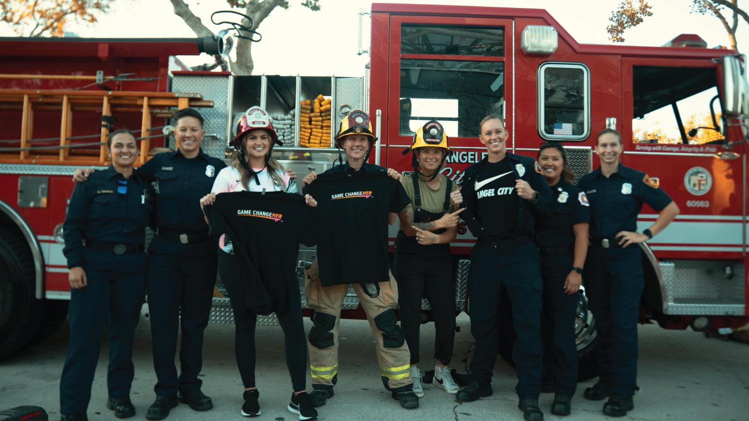 Jenna Bandy with Firefighters