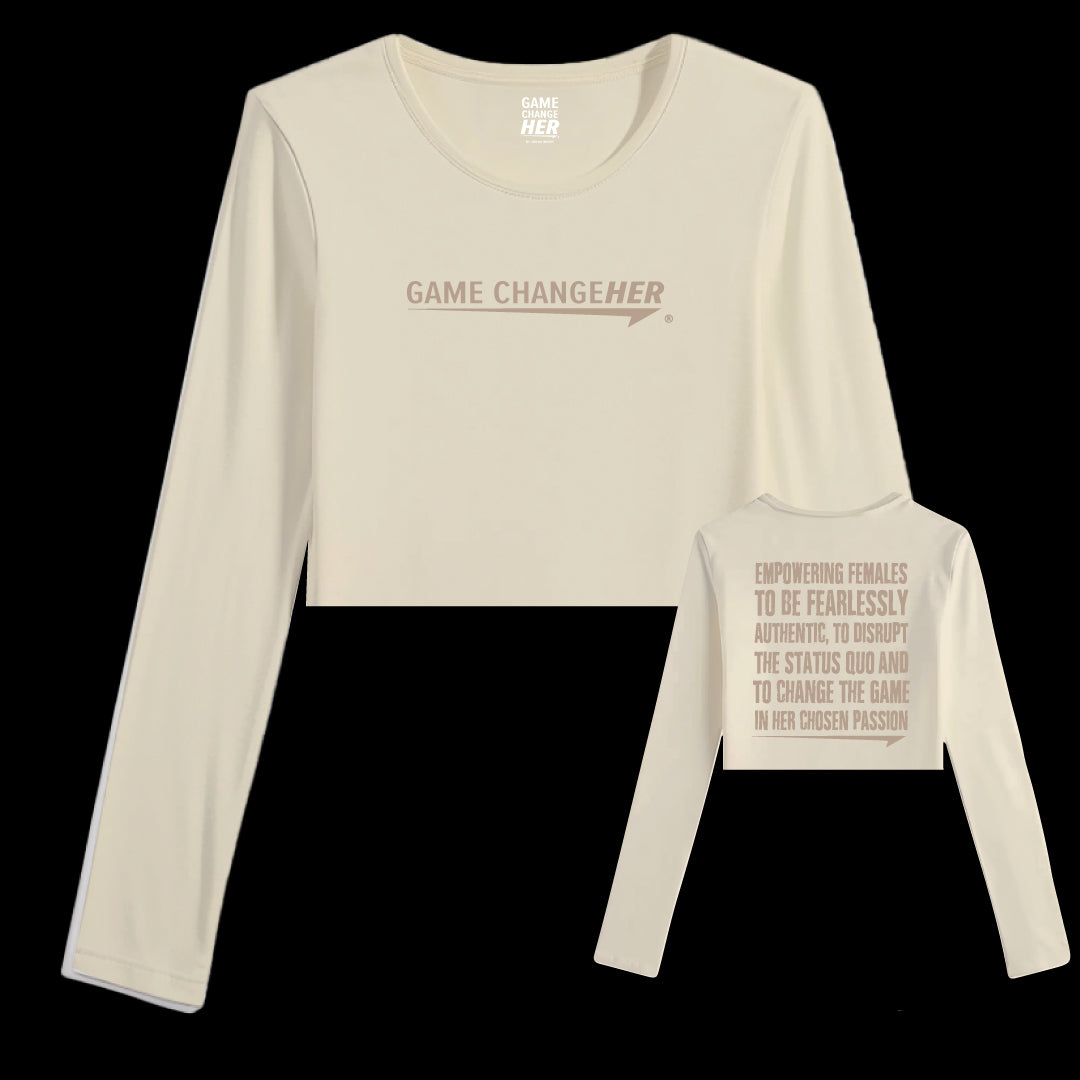 Game ChangeHer Beige Cropped Long Sleeve (Front and Back)